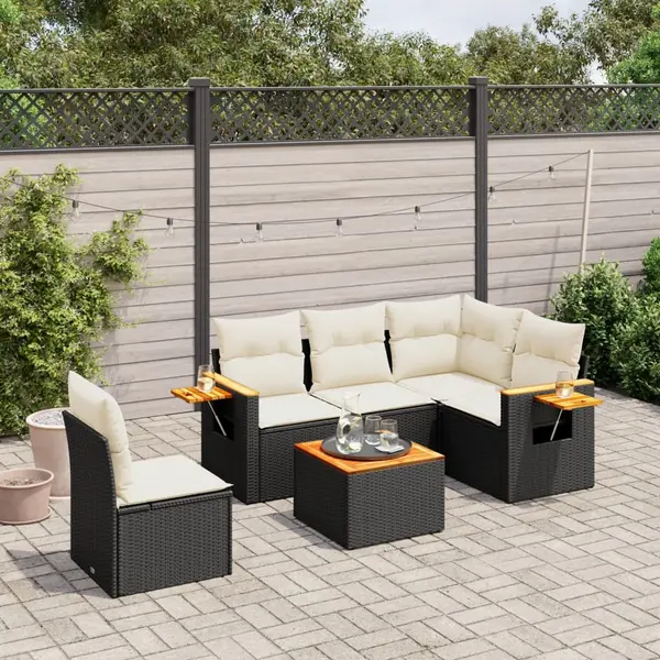 Gossi set mobilier de gradina cu perne, 6 piese, negru, poliratan