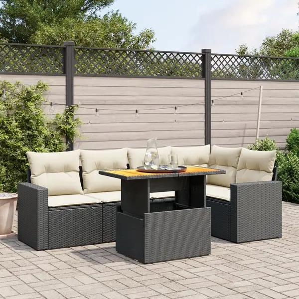 Gossi set mobilier de gradina cu perne, 6 piese, negru, poliratan