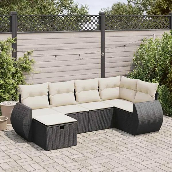 Gossi set mobilier de gradina cu perne, 6 piese, negru, poliratan
