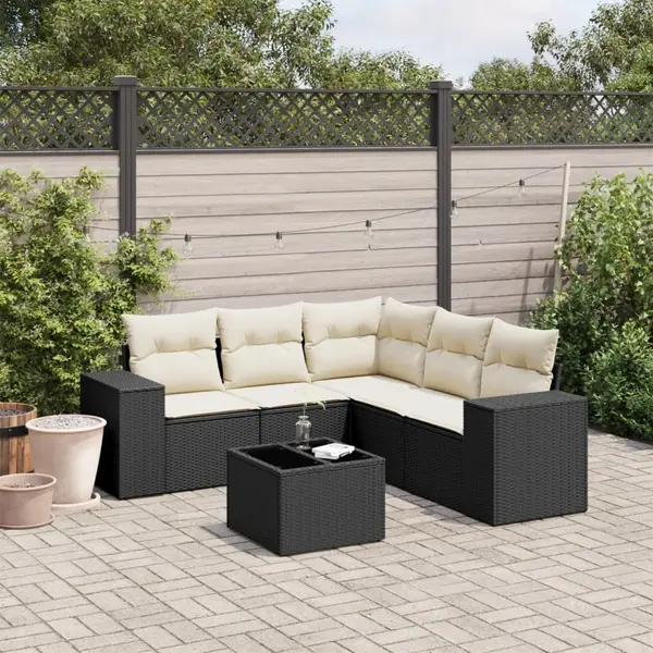 Gossi set mobilier de gradina cu perne, 6 piese, negru, poliratan