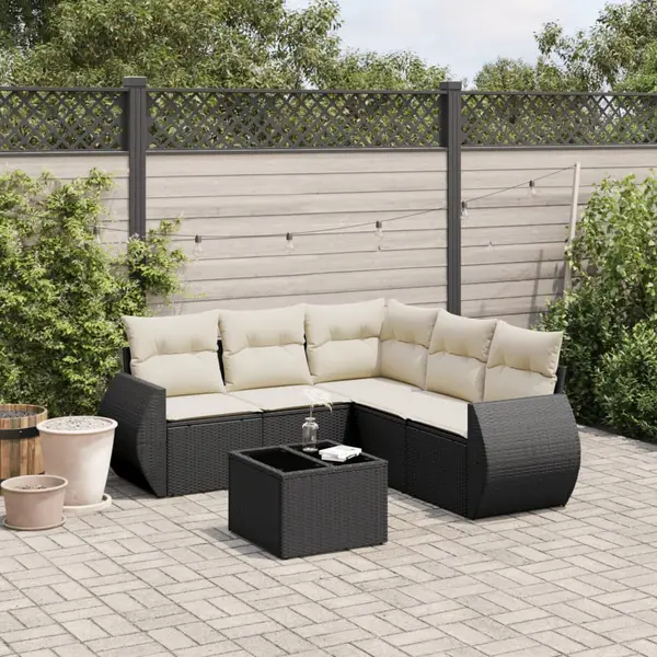 Gossi set mobilier de gradina cu perne, 6 piese, negru, poliratan