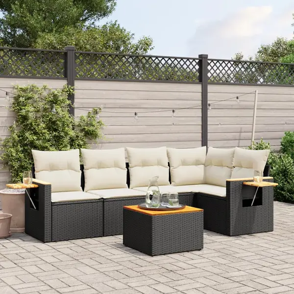 Gossi set mobilier de gradina cu perne, 6 piese, negru, poliratan