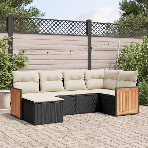 Gossi set mobilier de gradina cu perne, 6 piese, negru, poliratan