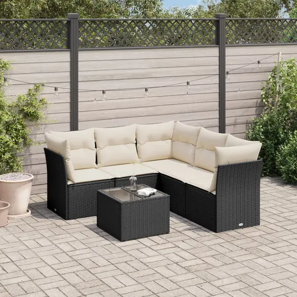 Gossi set mobilier de gradina cu perne, 6 piese, negru, poliratan