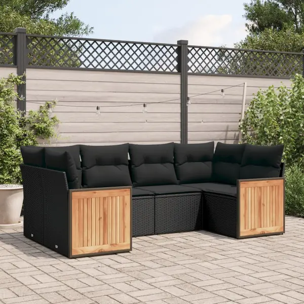 Gossi set mobilier de gradina cu perne, 6 piese, negru, poliratan