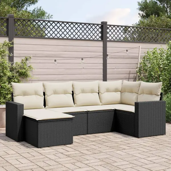 Gossi set mobilier de gradina cu perne, 6 piese, negru, poliratan