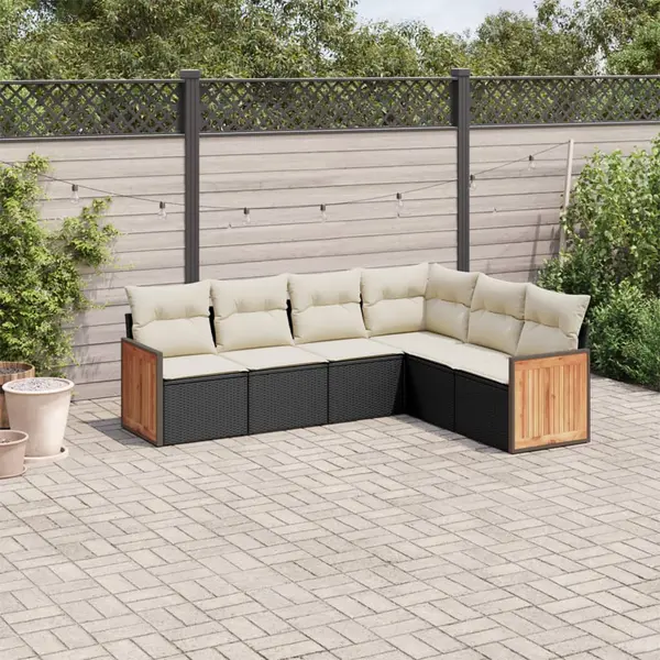 Gossi set mobilier de gradina cu perne, 6 piese, negru, poliratan