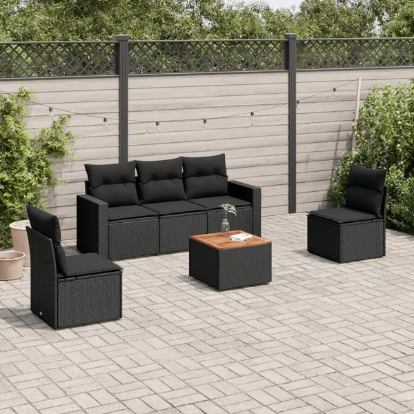 Gossi set mobilier de gradina cu perne, 6 piese, negru, poliratan