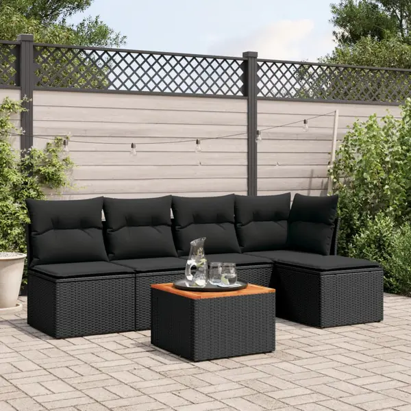 Gossi set mobilier de gradina cu perne, 6 piese, negru, poliratan