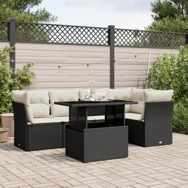 Gossi set mobilier de gradina cu perne, 6 piese, negru, poliratan