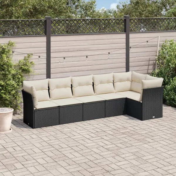 Gossi set mobilier de gradina cu perne, 6 piese, negru, poliratan