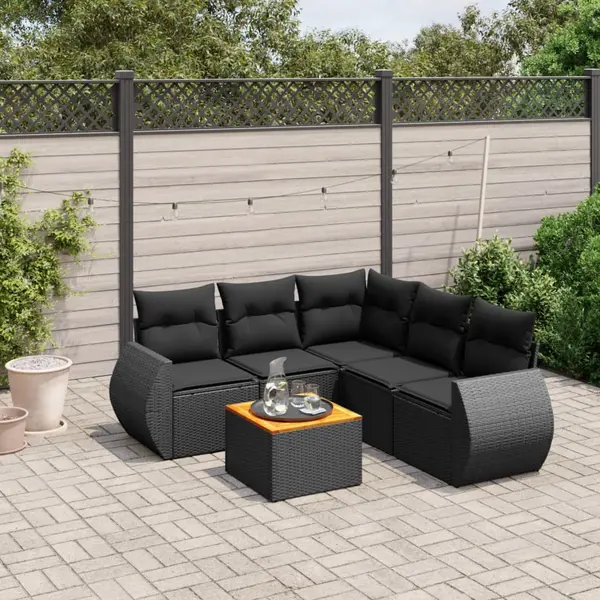 Gossi set mobilier de gradina cu perne, 6 piese, negru, poliratan
