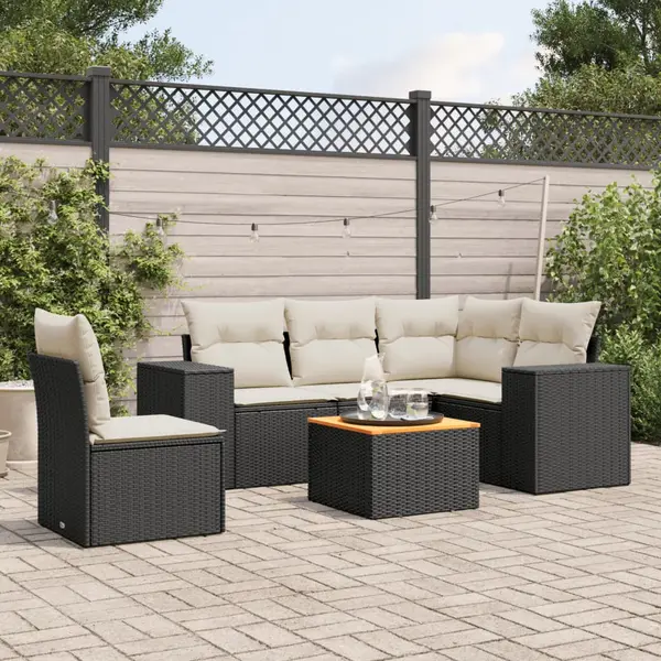 Gossi set mobilier de gradina cu perne, 6 piese, negru, poliratan