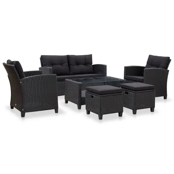 Gossi set mobilier de gradina cu perne, 6 piese, negru, poliratan