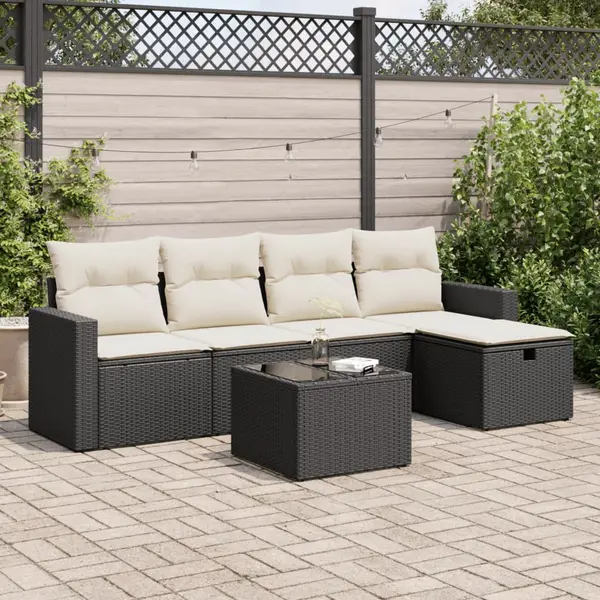 Gossi set mobilier de gradina cu perne, 6 piese, negru, poliratan