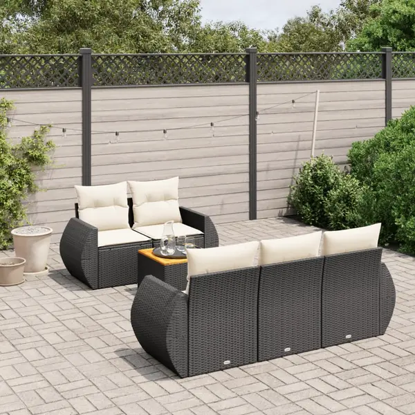 Gossi set mobilier de gradina cu perne, 6 piese, negru, poliratan