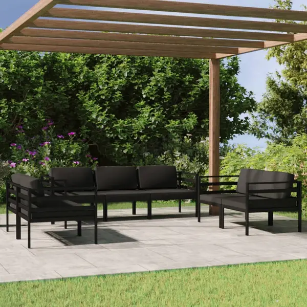 Gossi set mobilier de gradina cu perne, 7 piese, antracit, aluminiu
