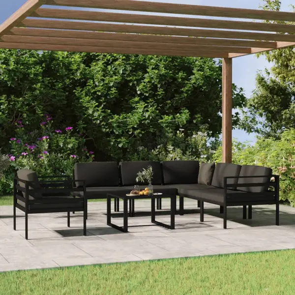 Gossi set mobilier de gradina cu perne, 7 piese, antracit, aluminiu