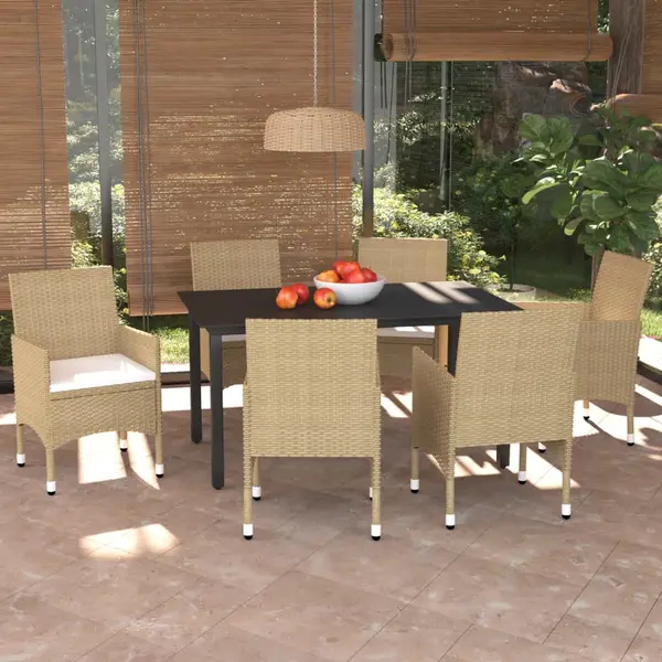 Gossi set mobilier de gradina cu perne, 7 piese, bej, poliratan