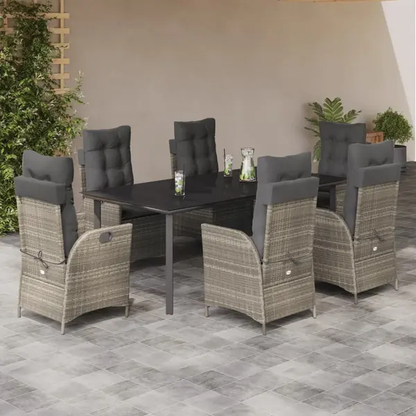 Gossi set mobilier de gradina cu perne, 7 piese gri deschis poliratan