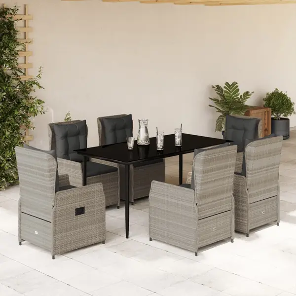 Gossi set mobilier de gradina cu perne, 7 piese gri deschis poliratan