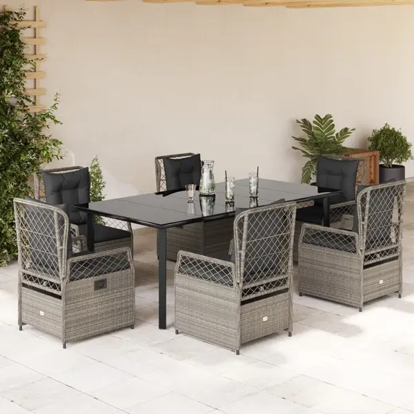 Gossi set mobilier de gradina cu perne, 7 piese gri deschis poliratan