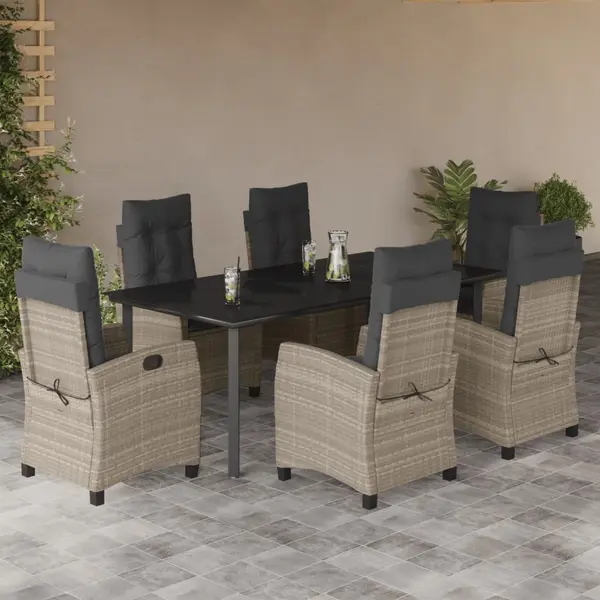 Gossi set mobilier de gradina cu perne, 7 piese gri deschis poliratan