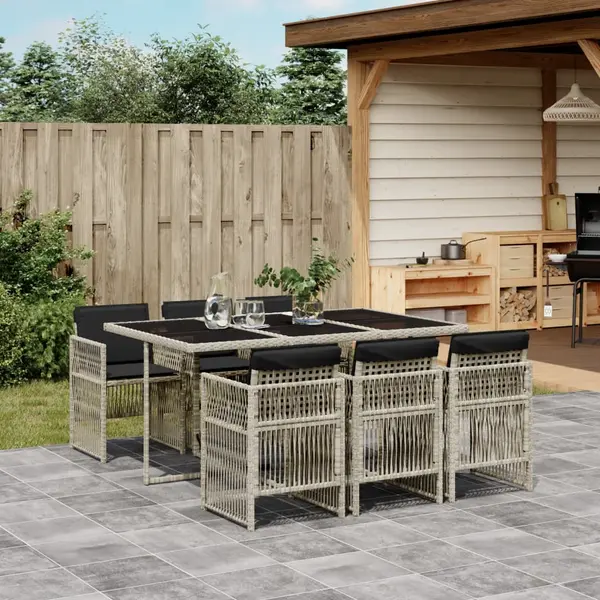 Gossi set mobilier de gradina cu perne, 7 piese gri deschis poliratan
