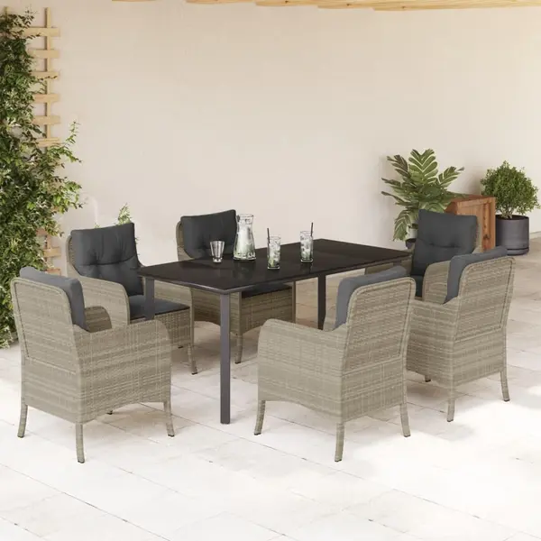 Gossi set mobilier de gradina cu perne, 7 piese gri deschis poliratan