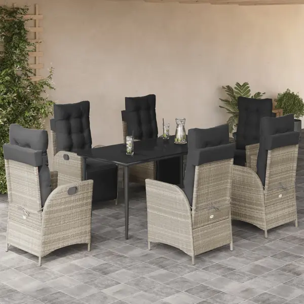 Gossi set mobilier de gradina cu perne, 7 piese gri deschis poliratan