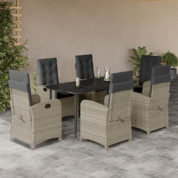 Gossi set mobilier de gradina cu perne, 7 piese gri deschis poliratan
