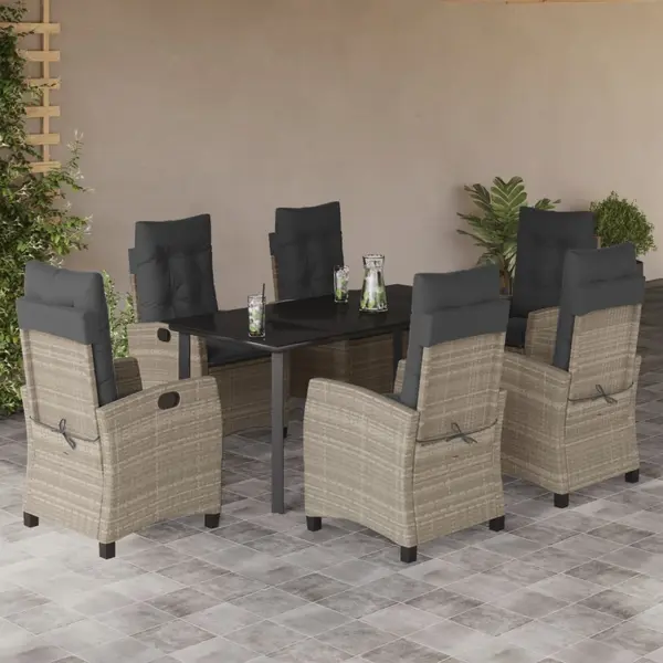 Gossi set mobilier de gradina cu perne, 7 piese gri deschis poliratan