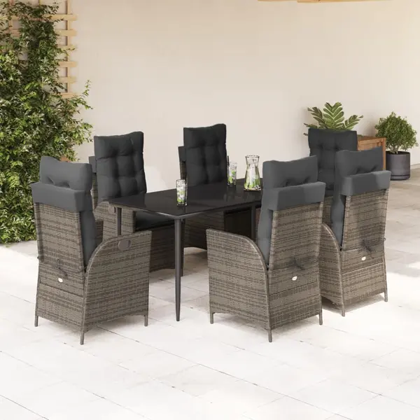 Gossi set mobilier de gradina cu perne, 7 piese, gri, poliratan