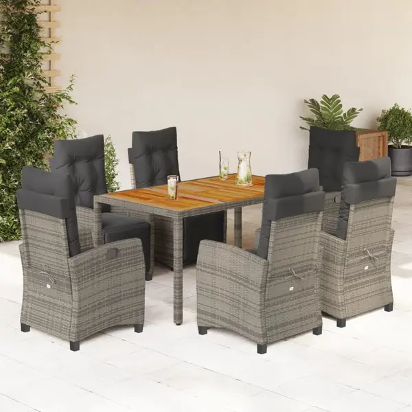 Gossi set mobilier de gradina cu perne, 7 piese, gri, poliratan