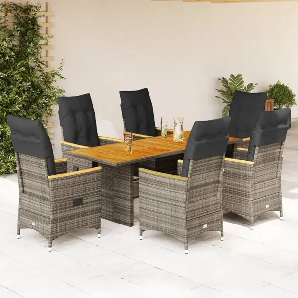 Gossi set mobilier de gradina cu perne, 7 piese, gri, poliratan