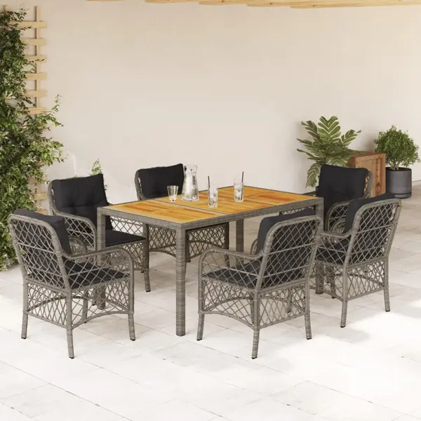 Gossi set mobilier de gradina cu perne, 7 piese, gri, poliratan
