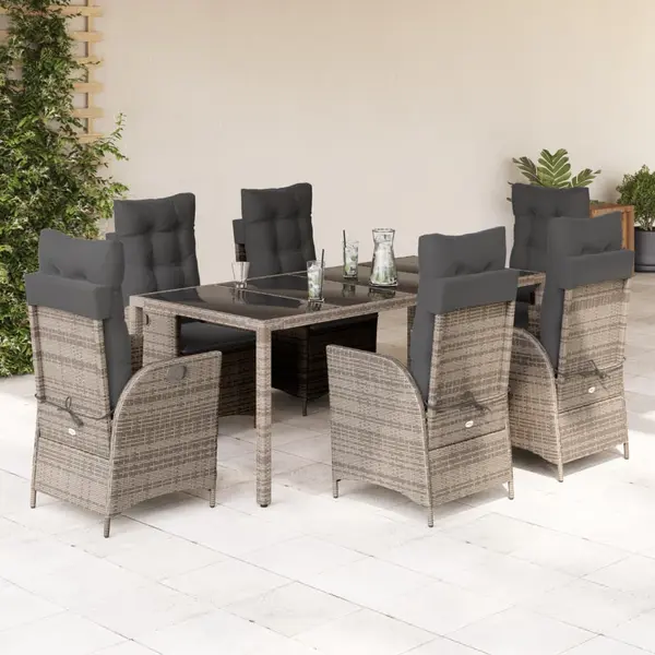 Gossi set mobilier de gradina cu perne, 7 piese, gri, poliratan