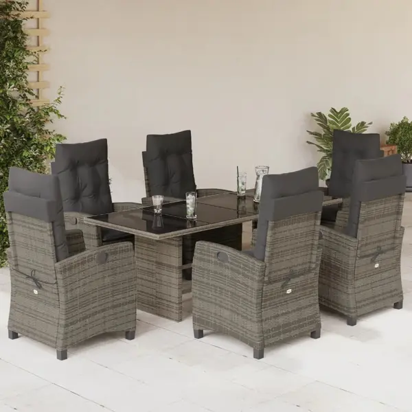 Gossi set mobilier de gradina cu perne, 7 piese, gri, poliratan