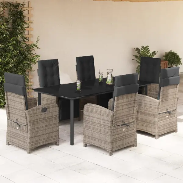 Gossi set mobilier de gradina cu perne, 7 piese, gri, poliratan
