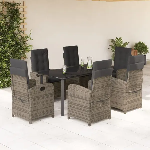 Gossi set mobilier de gradina cu perne, 7 piese, gri, poliratan