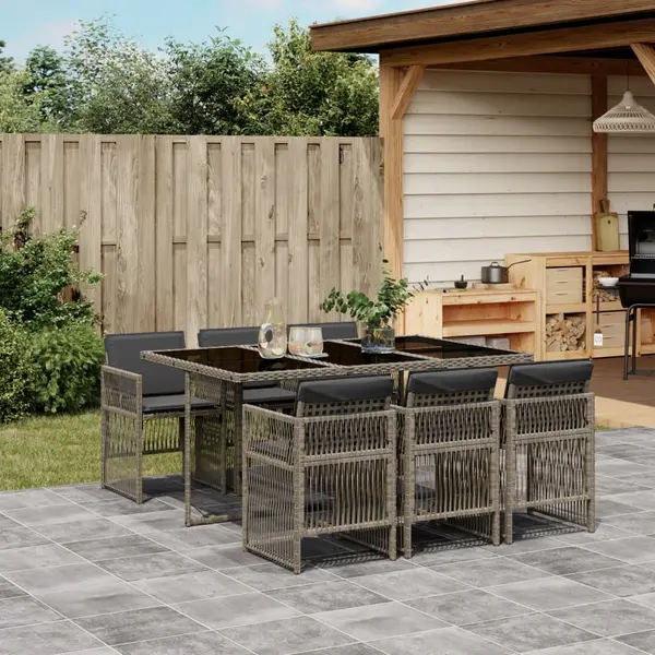 Gossi set mobilier de gradina cu perne, 7 piese, gri, poliratan