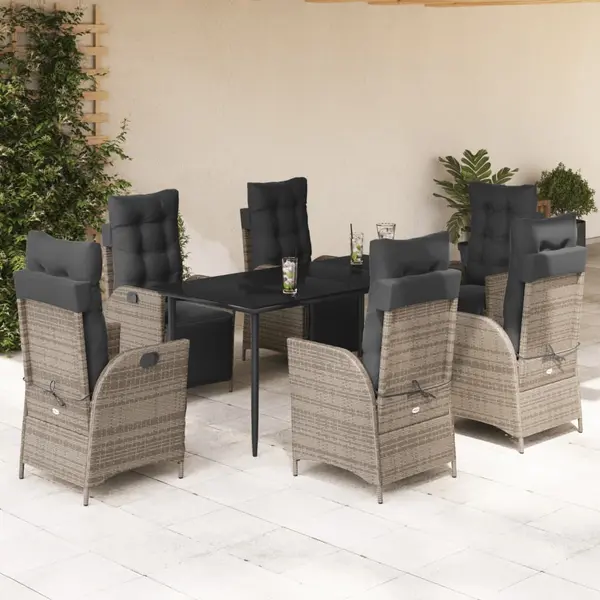 Gossi set mobilier de gradina cu perne, 7 piese, gri, poliratan