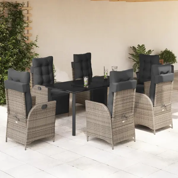 Gossi set mobilier de gradina cu perne, 7 piese, gri, poliratan