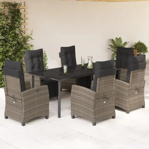 Gossi set mobilier de gradina cu perne, 7 piese, gri, poliratan