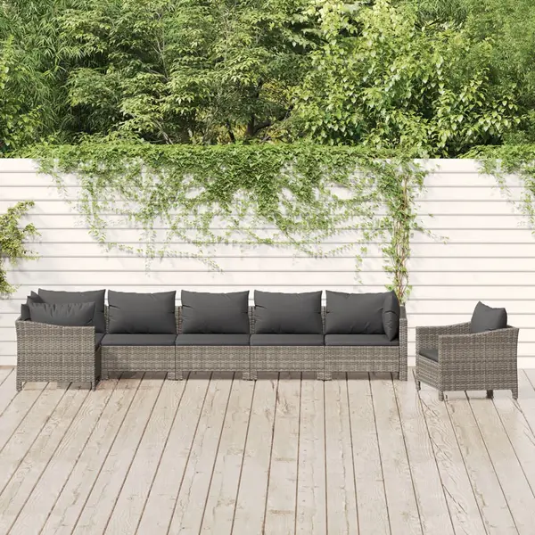 Gossi set mobilier de gradina cu perne, 7 piese, gri, poliratan