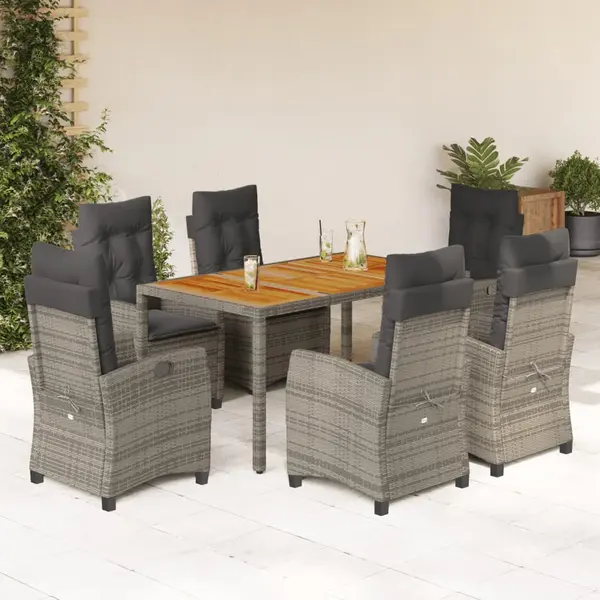 Gossi set mobilier de gradina cu perne, 7 piese, gri, poliratan