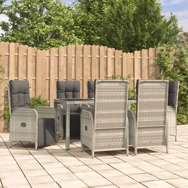 Gossi set mobilier de gradina cu perne, 7 piese, gri, poliratan
