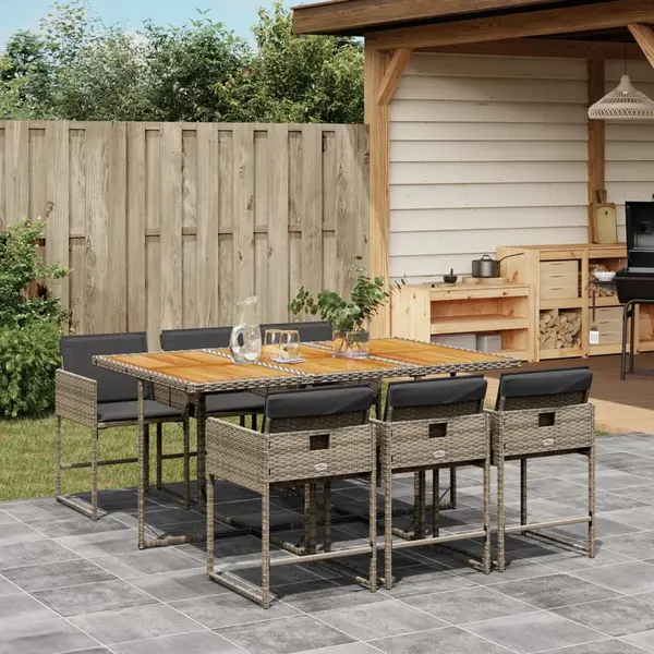 Gossi set mobilier de gradina cu perne, 7 piese, gri, poliratan