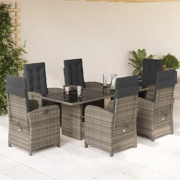 Gossi set mobilier de gradina cu perne, 7 piese, gri, poliratan