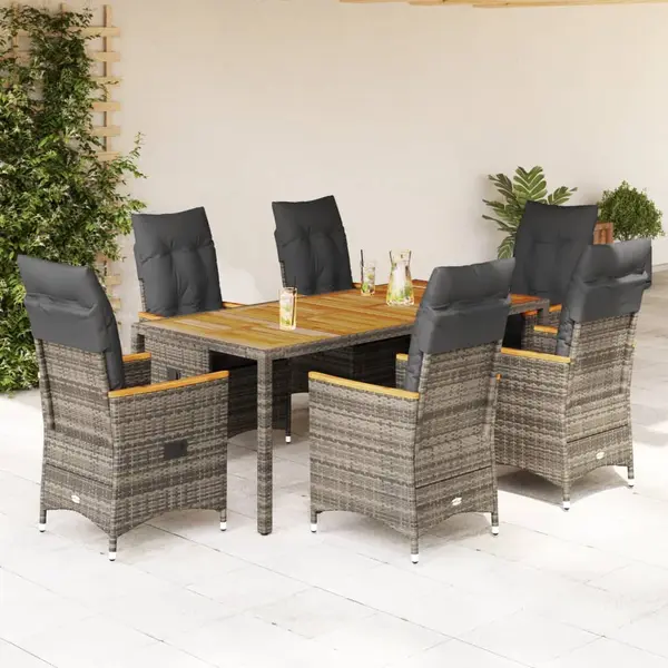 Gossi set mobilier de gradina cu perne, 7 piese, gri, poliratan